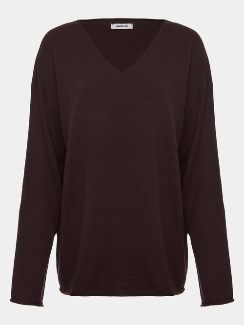 Blusa 100% Algodão Orgânico Decote em V  Chocolate
