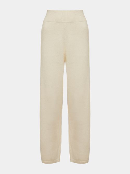 100% Cashmere Off White Straight Trousers