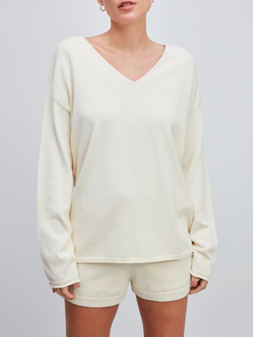 Blusa 100% Algodão Orgânico Decote em V  Bege