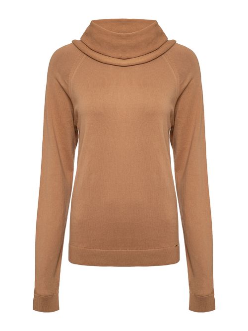 Basic Camel Turtleneck Blouse