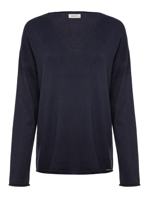 Navy Blue 100% Cotton Loose Sweater