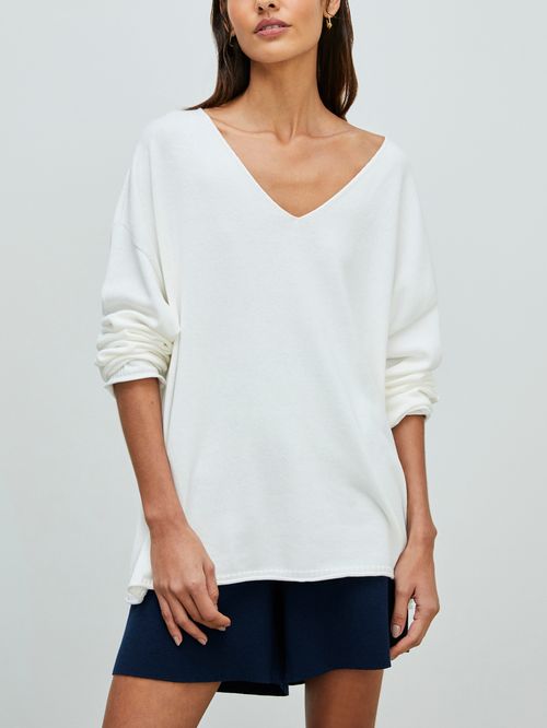 100% Cotton Off White Loose Sweater