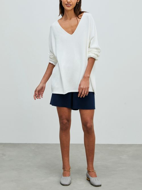 100% Cotton Off White Loose Sweater