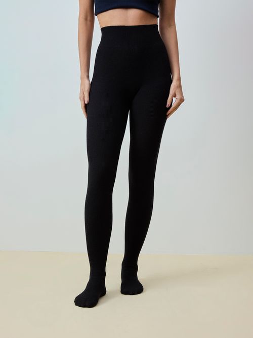 Meia-Calça em Lã Merino Preto