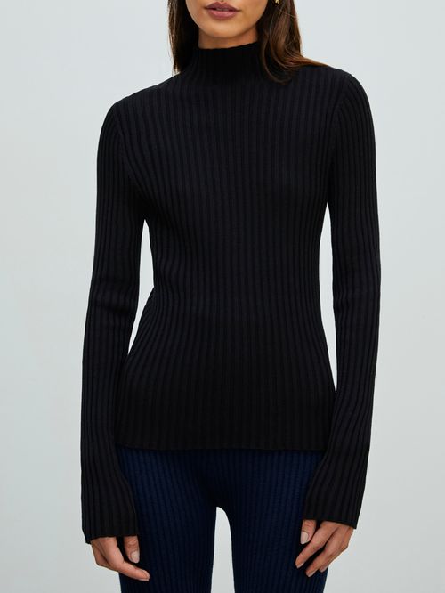 Blusa Canelada Gola Chaminé  Preto