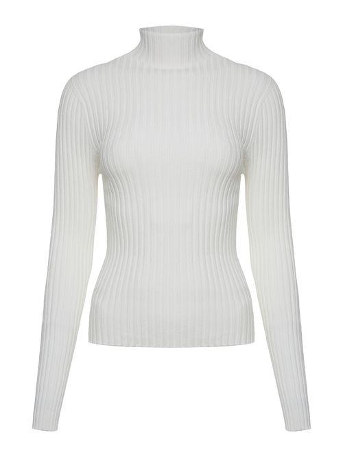 Blusa Canelada Gola Chaminé  Off White