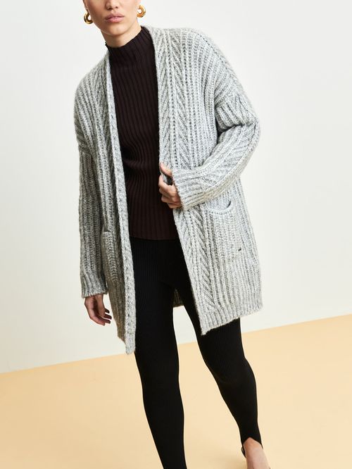 Grey Blend Knit Coat