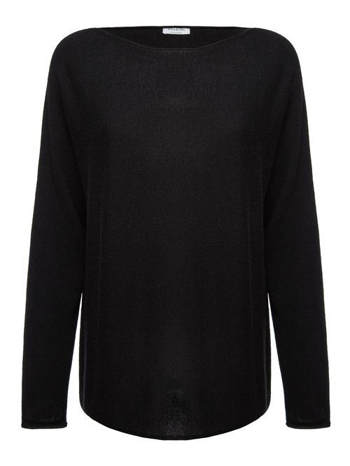 100% Cashmere Boat Neck Sweater Black