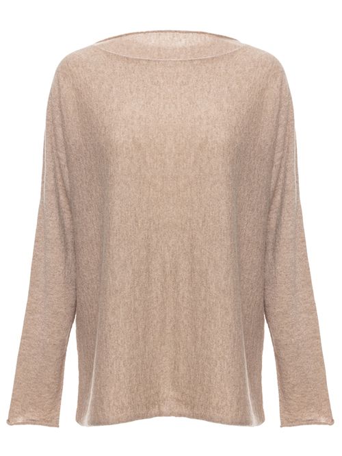 Suéter 100% Cashmere Gola Canoa Bege