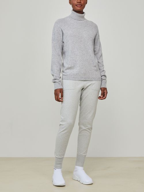 Grey Cashmere Turtleneck Sweater