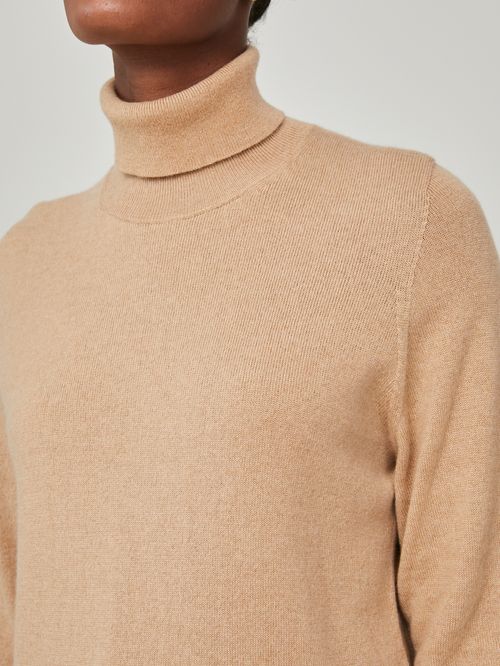 Camel Cashmere Turtleneck Sweater