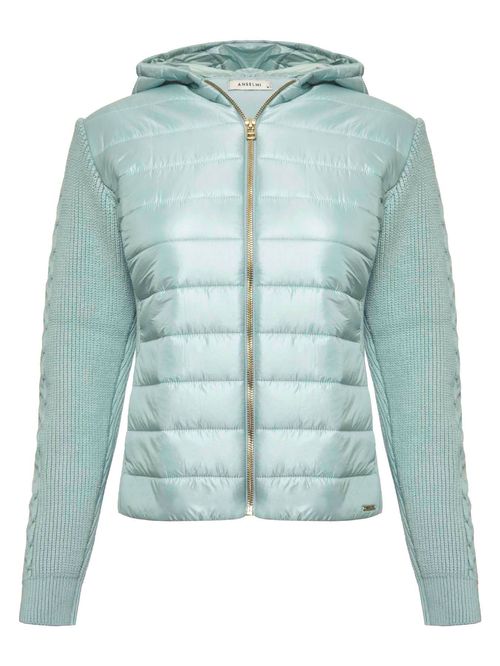 Jaqueta Em Nylon e Tricô Verde