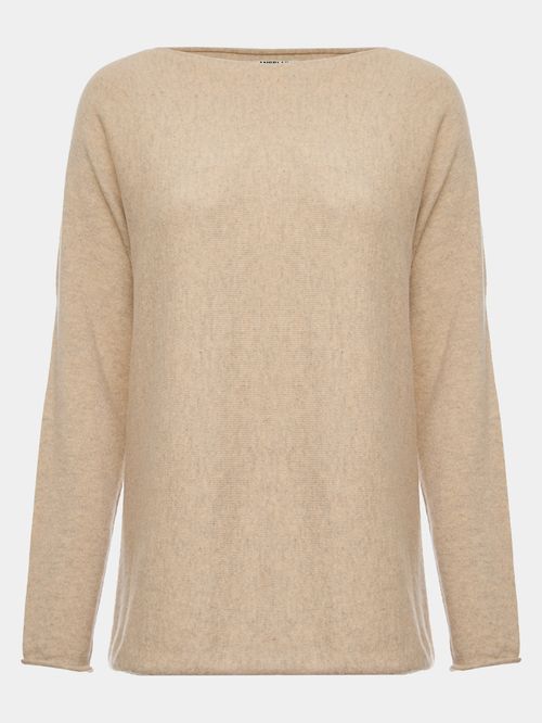 Suéter 100% Cashmere Gola Canoa  Bege