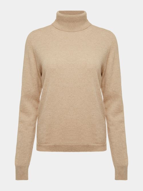 Beige Cashmere Turtleneck Sweater