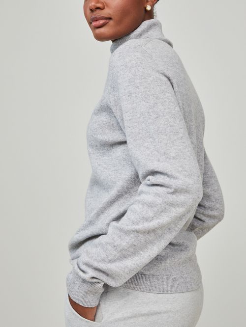 Grey Cashmere Turtleneck Sweater