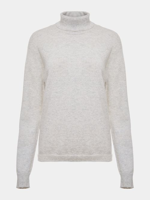 Suéter Gola Alta em Cashmere  Cinza