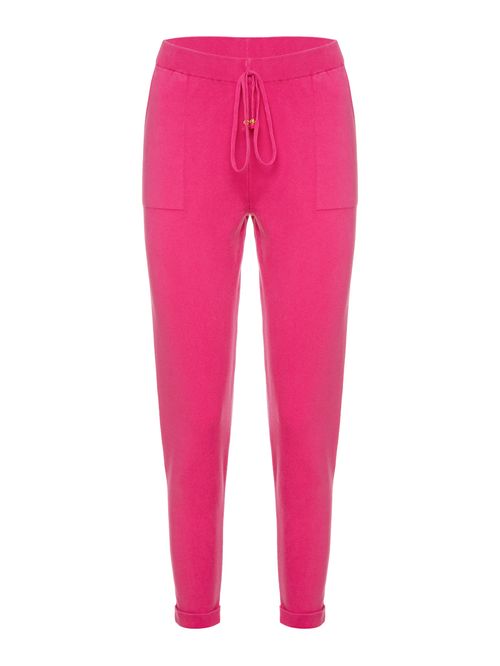 Calça em Tricô com Barra Italiana Pink