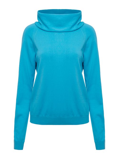 Basic Blue Turtleneck Blouse
