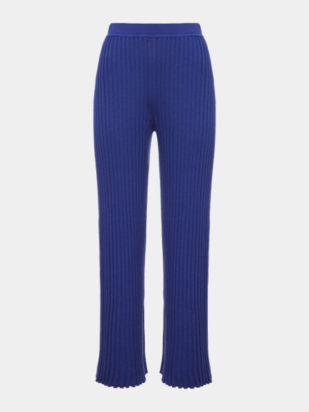 Calça Canelada Reta Azul Abissal