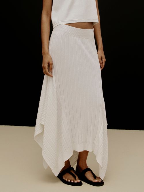 Saia Midi Assimétrica Off White