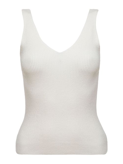 Regata Canelada Decote V Off White
