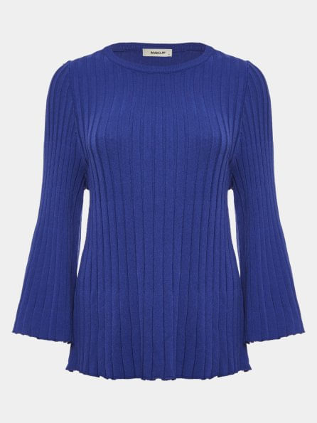 Blusa Sino Canelada Azul Abissal