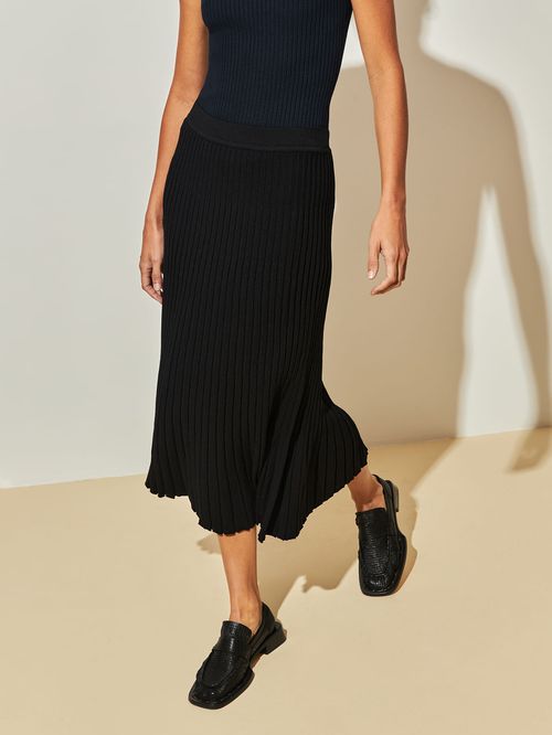Saia Midi Plissada Preto