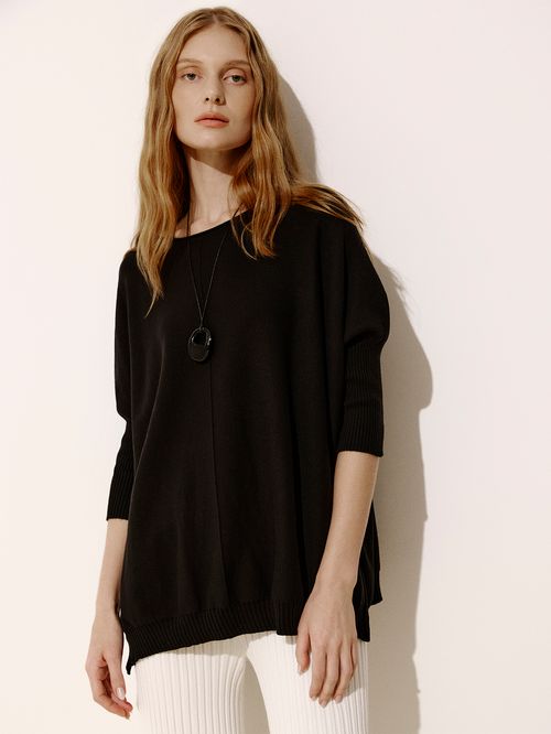 Blusa Manga Sobreposta Preto