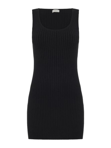 Vestido Mini Com Decote em U Preto