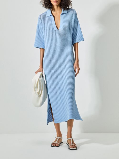 Vestido Midi com Modelagem Reta Azul Gelo