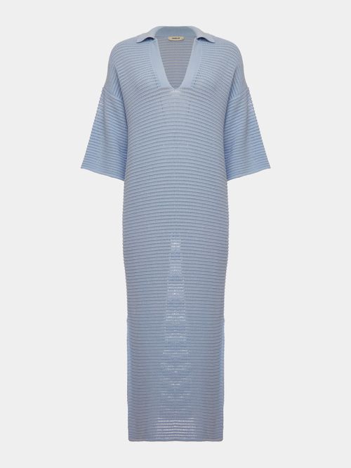 Vestido Midi com Modelagem Reta Azul Gelo