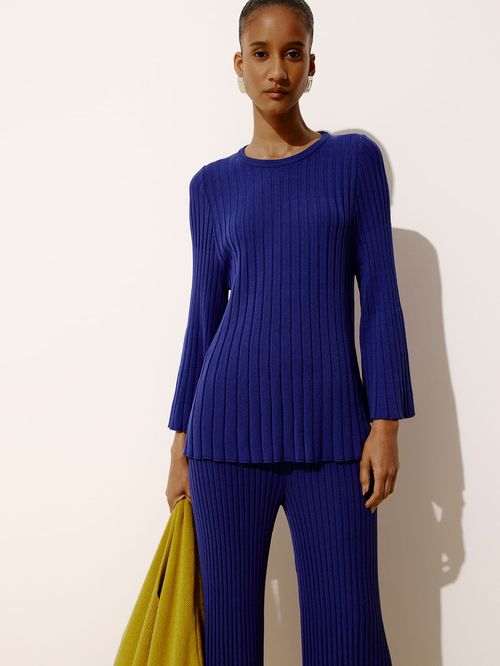 Blusa Sino Canelada Azul Abissal