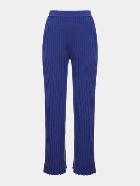 Abyssal Blue Straight Ribbed Trousers