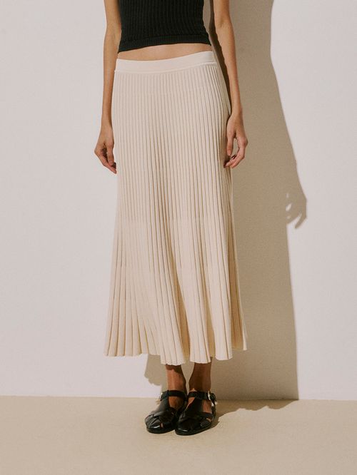 Saia Midi Plissada Cru