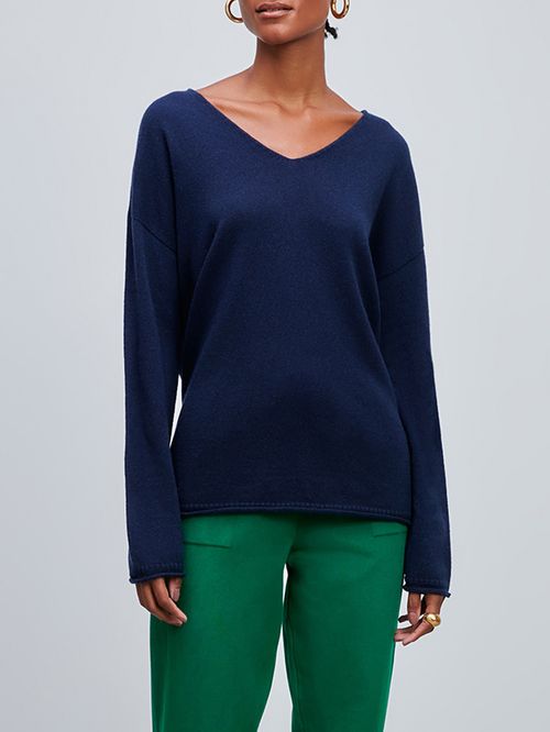 Anselmi 100% Cashmere Navy Blue Blouse