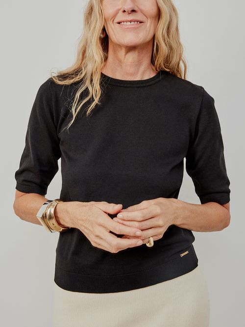 Suéter Básico Manga ¾ Preto