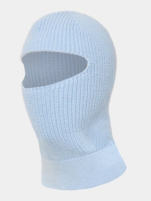 Balaclava em Tricô Azul Gelo