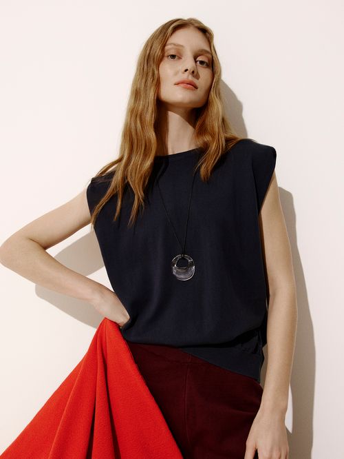 Midnight Blue Plain Boxy Tank Top