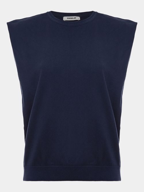 Midnight Blue Plain Boxy Tank Top