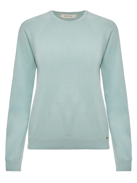 Aqua Green Basic Round Neck Sweater