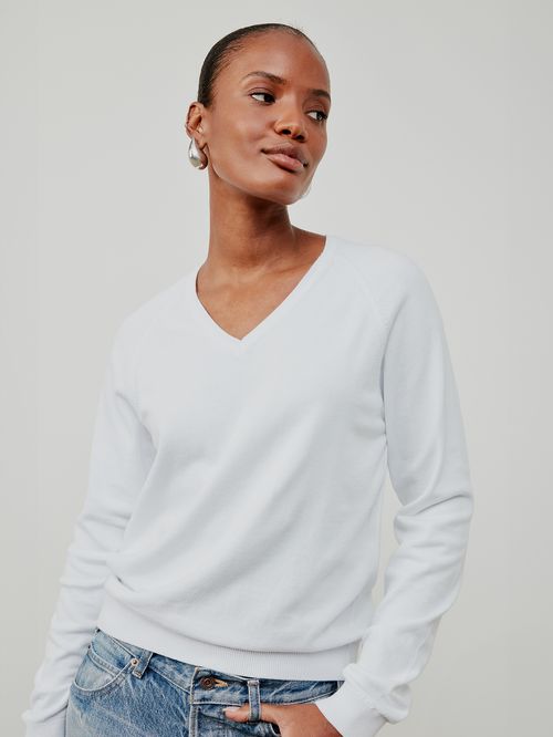 Basic White V-Neck Sweater