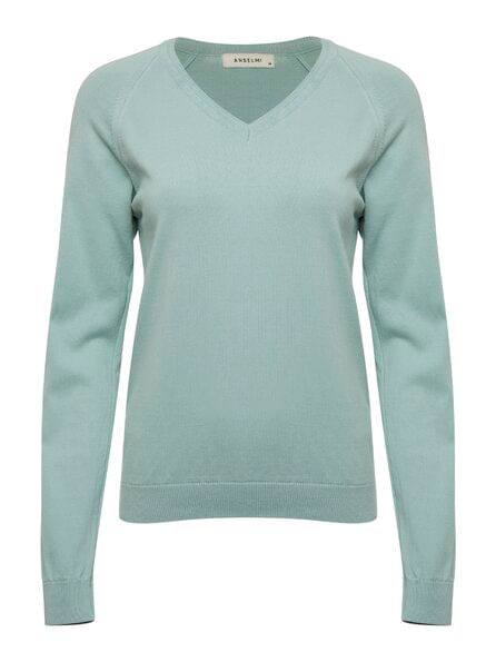 Suéter Básico Gola em V Verde Água