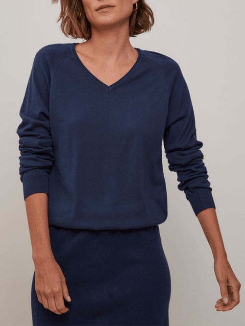 Basic Midnight Blue V-Neck Sweater