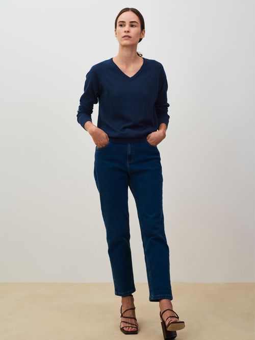 Basic Midnight Blue V-Neck Sweater