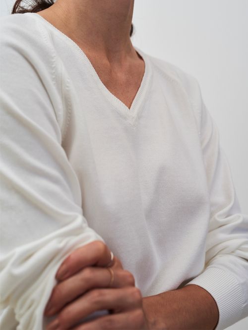 Basic Off-White V-Neck Sweater