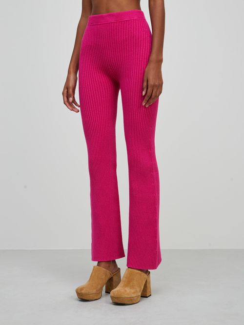 Calça Flare Canelada Pink