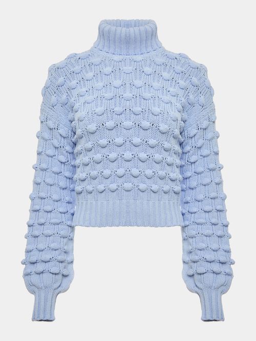 Suéter Maxi Pipoca  Azul gelo