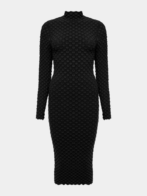 Vestido Midi Mini Escamas Preto