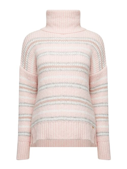 Blusa com Gola Avulsa Listrada Rosa