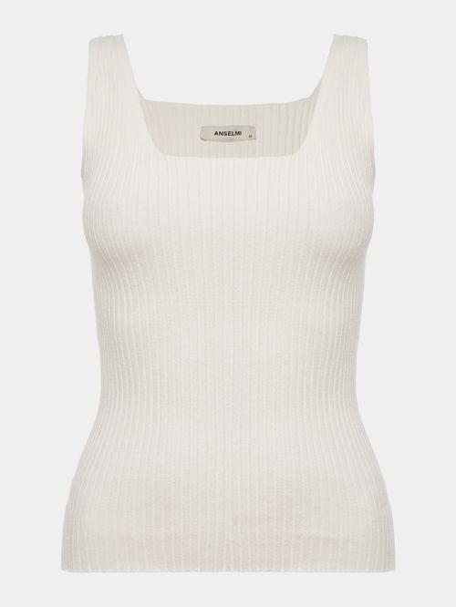 Off White Square Neck Tank Top